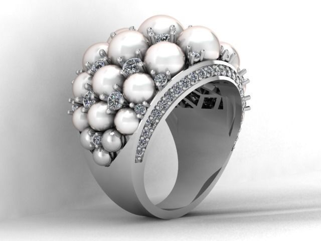 pearl Dimond ring 3D print model_2