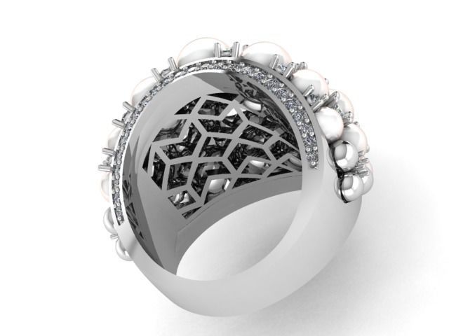 pearl Dimond ring 3D print model_3