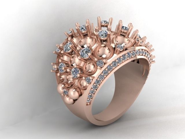 pearl Dimond ring 3D print model_4