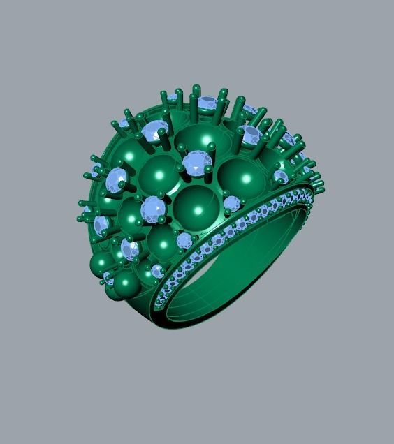 pearl Dimond ring 3D print model_5