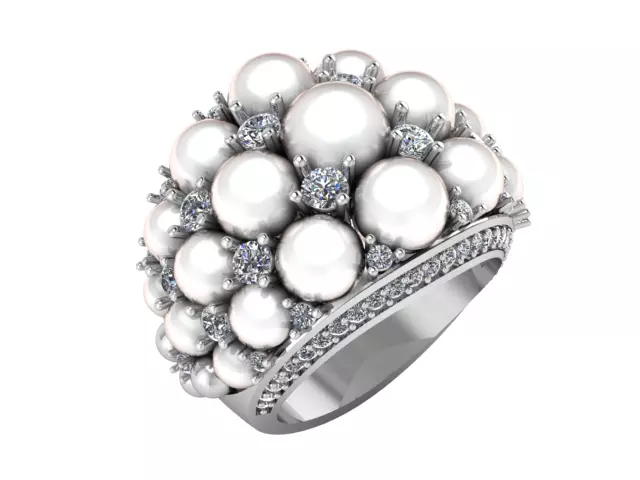 pearl Dimond ring 3D print model_0