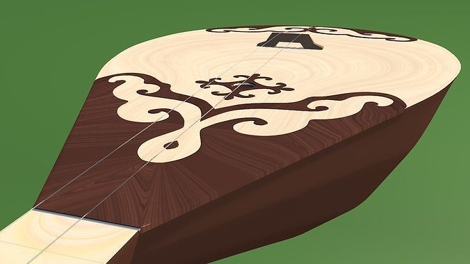 The dombra is a long necked Kazakh musical string instrument Low-poly 3D model