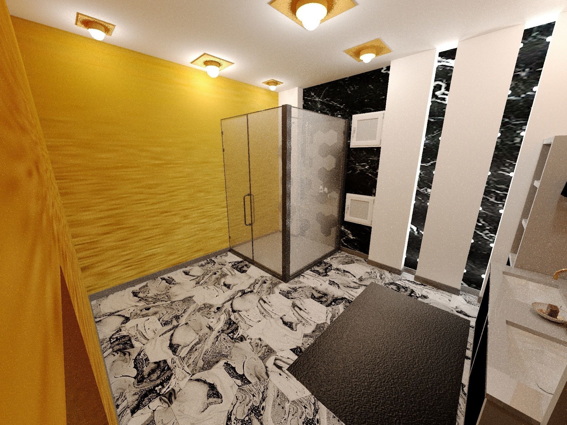 bathroom with walls and marble floors 3D model_1