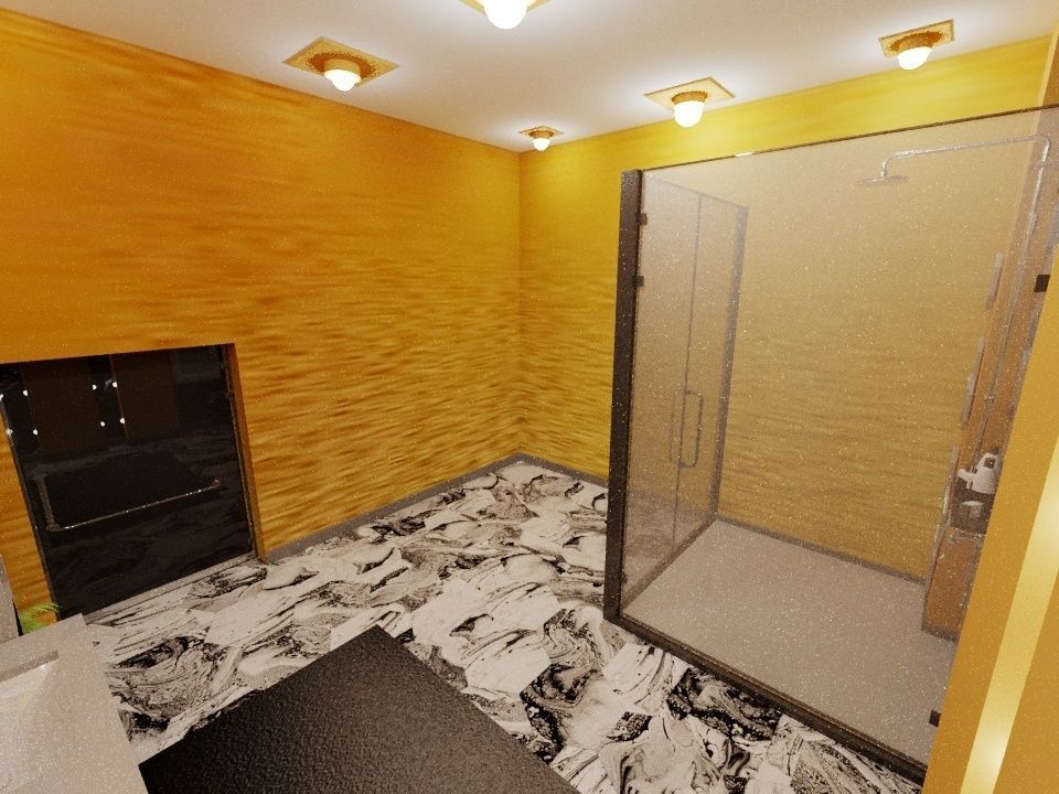 bathroom with walls and marble floors 3D model_3