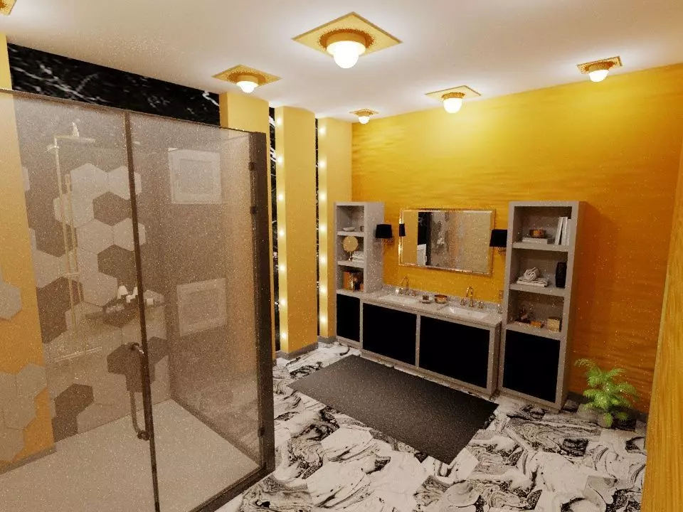 bathroom with walls and marble floors 3D model_0