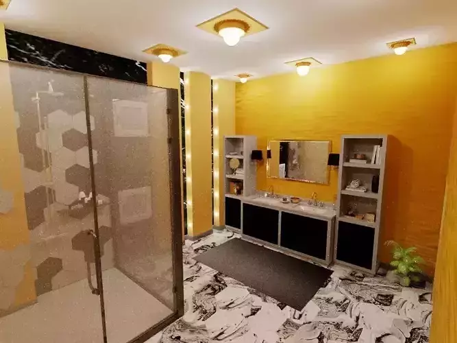 bathroom with walls and marble floors