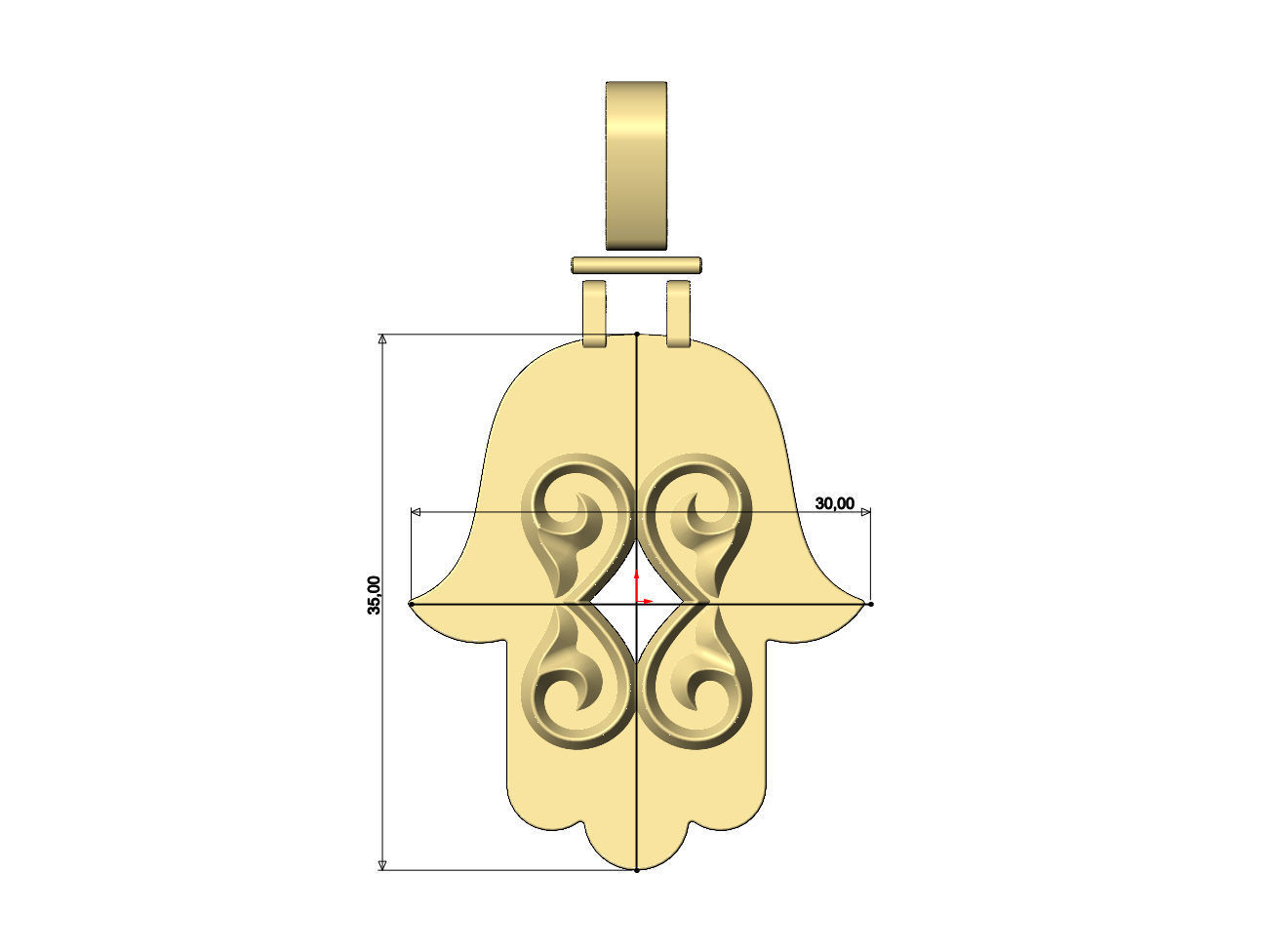 Floral scroll ornament Hamssa pendant 3D print model_4