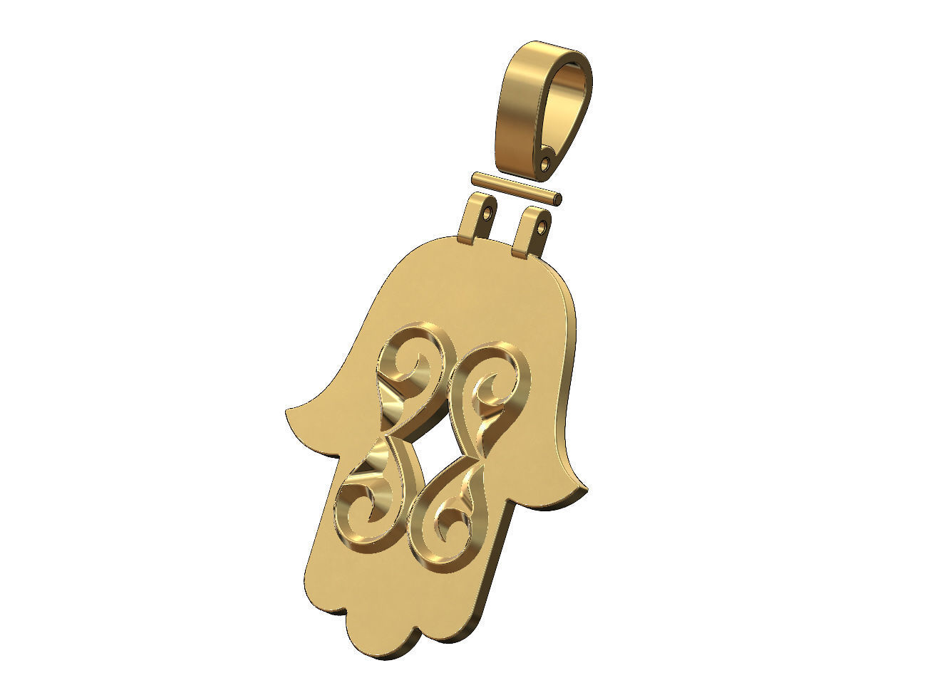 Floral scroll ornament Hamssa pendant 3D print model_2