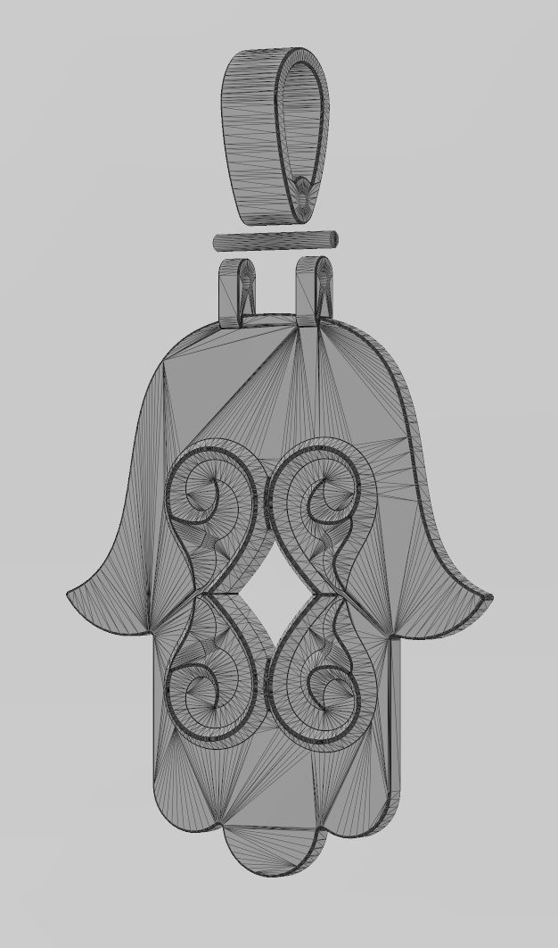 Floral scroll ornament Hamssa pendant 3D print model_16