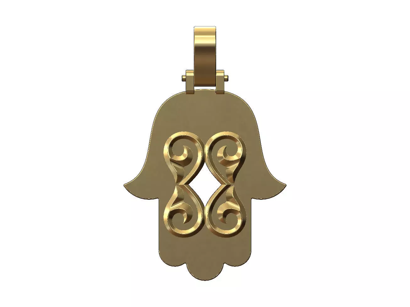 Floral scroll ornament Hamssa pendant 3D print model_0