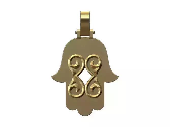 Floral scroll ornament Hamssa pendant