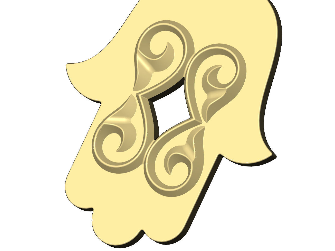 Floral scroll ornament Hamssa pendant 3D print model_6