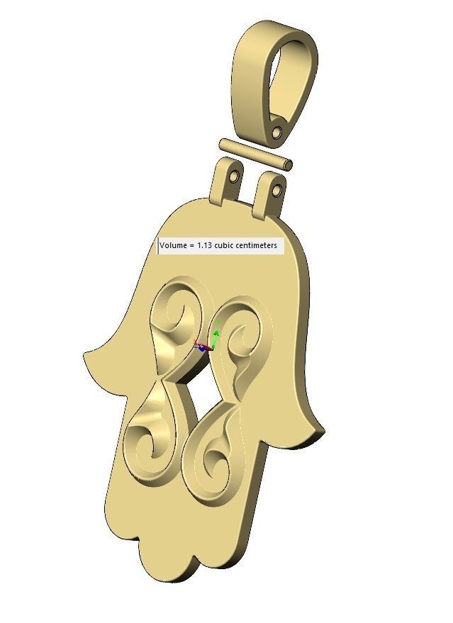 Floral scroll ornament Hamssa pendant 3D print model_9