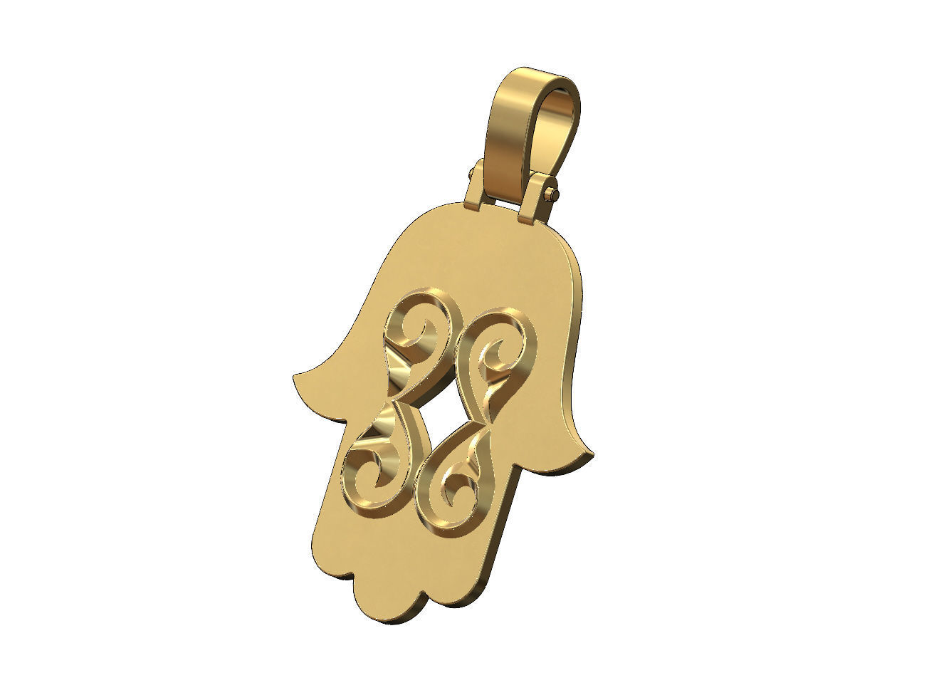 Floral scroll ornament Hamssa pendant 3D print model_1