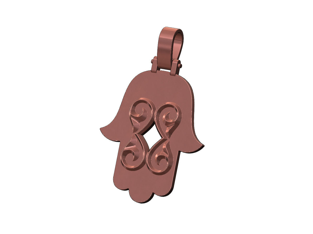 Floral scroll ornament Hamssa pendant 3D print model_8