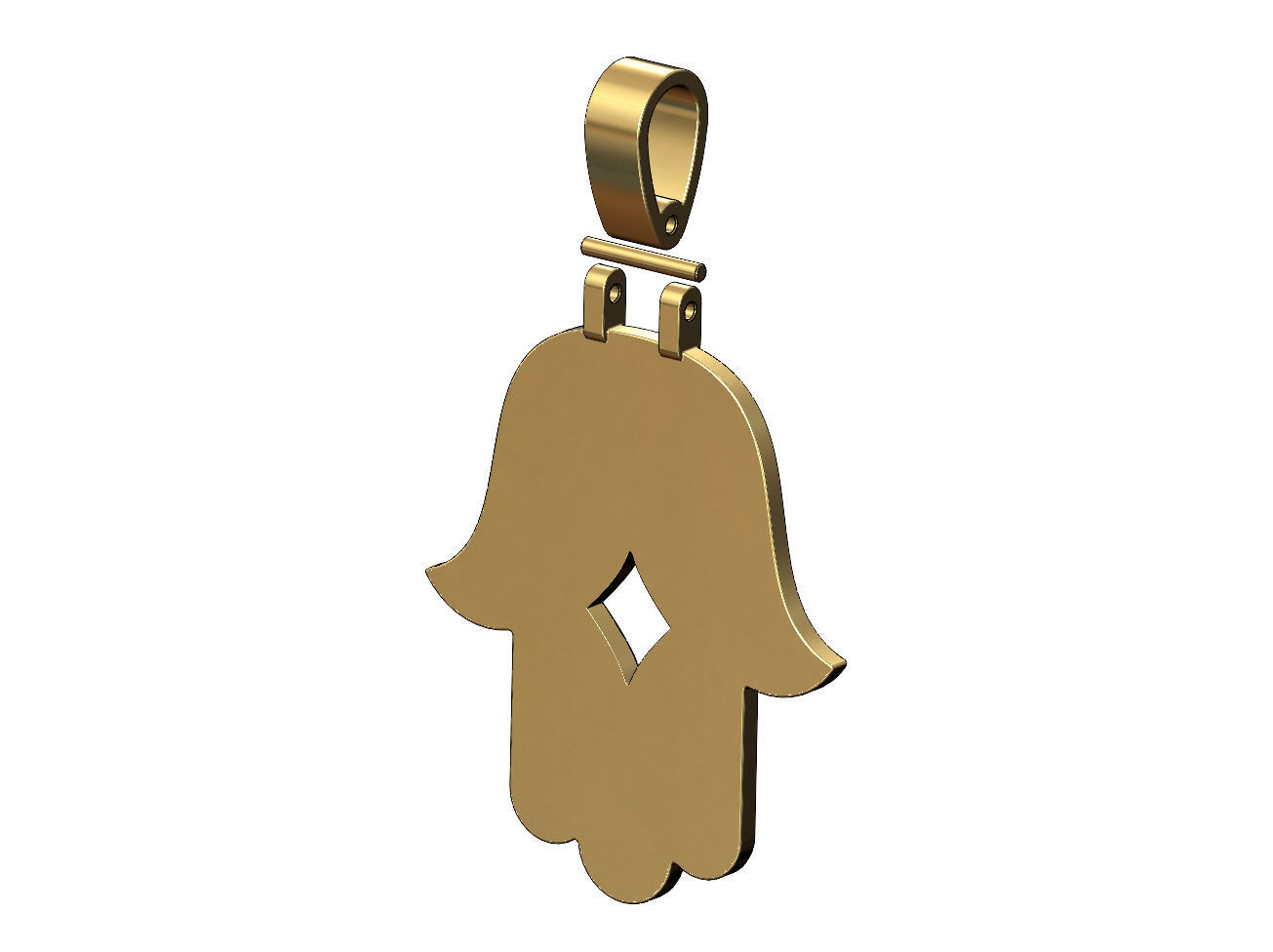 Floral scroll ornament Hamssa pendant 3D print model_3