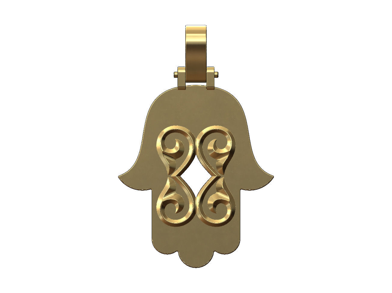 Floral scroll ornament Hamssa pendant 3D print model_13