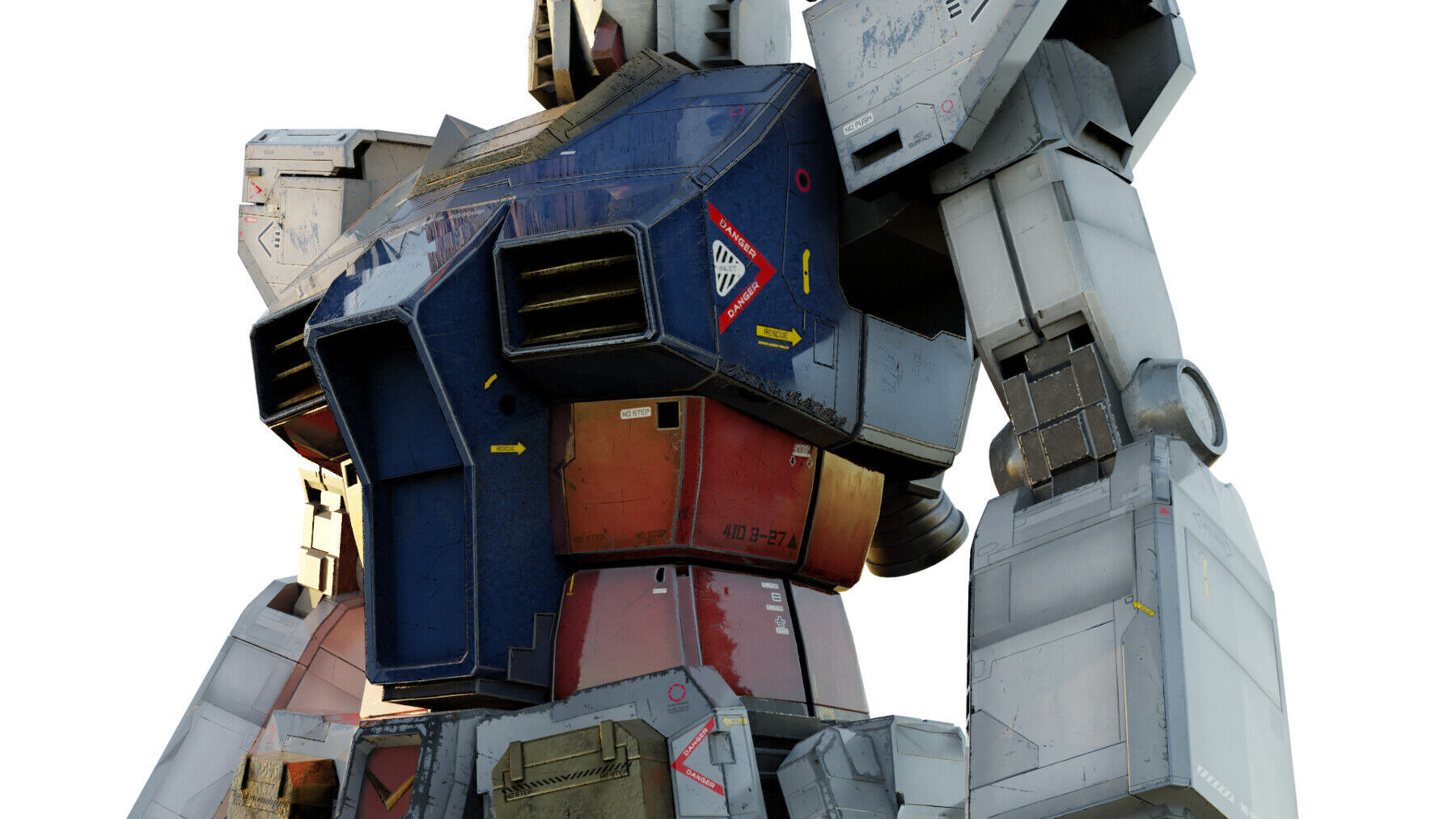 GUNDAM RX-78 Realistic Texture Rigged with decal MAYA Blender 3D model_4