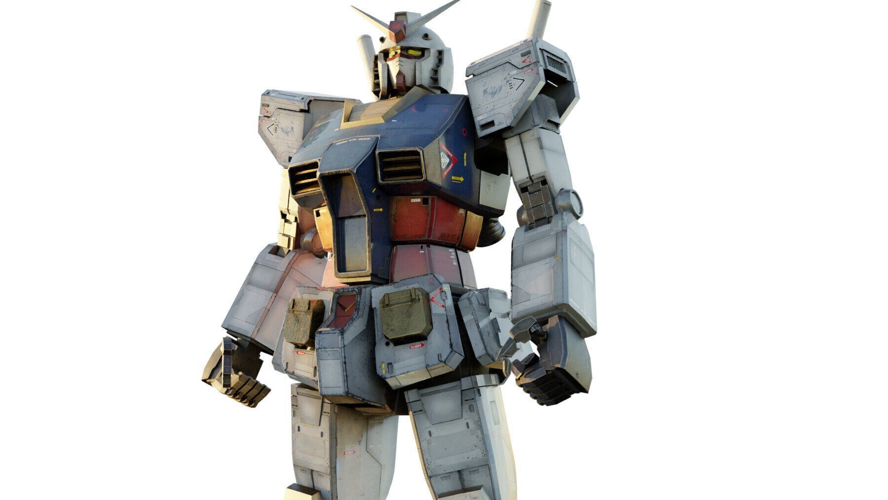 GUNDAM RX-78 Realistic Texture Rigged with decal MAYA Blender 3D model_6