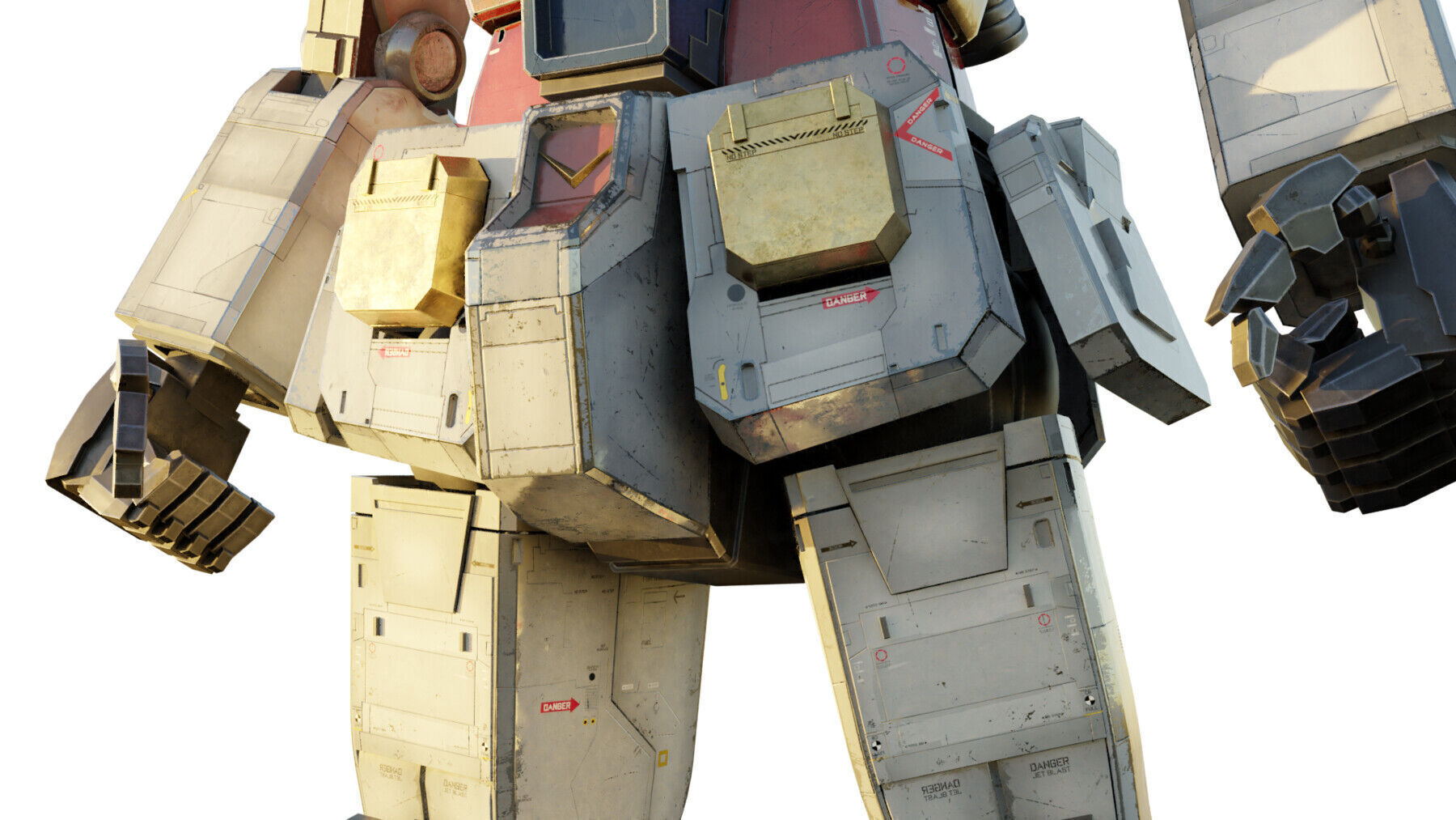 GUNDAM RX-78 Realistic Texture Rigged with decal MAYA Blender 3D model_3