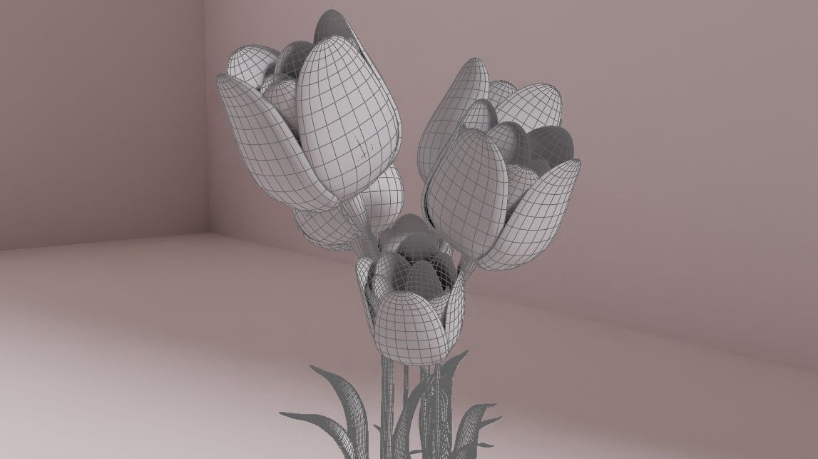 Tulip in Pot 3D Model Free 3D model_3