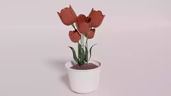 Tulip in Pot 3D Model