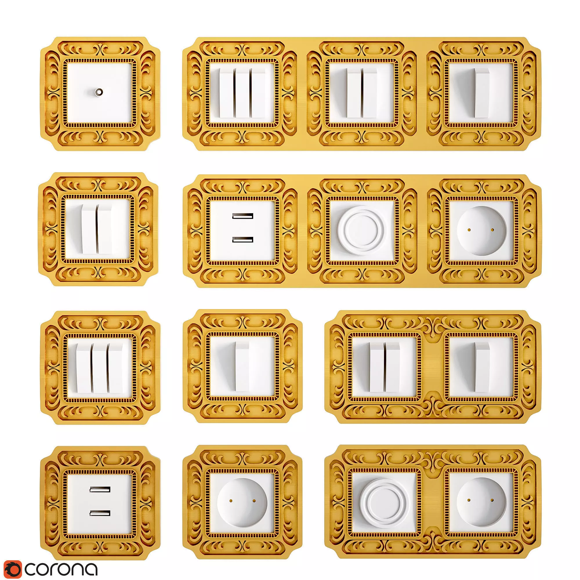 Luxury switchs and sokets 3D model_0