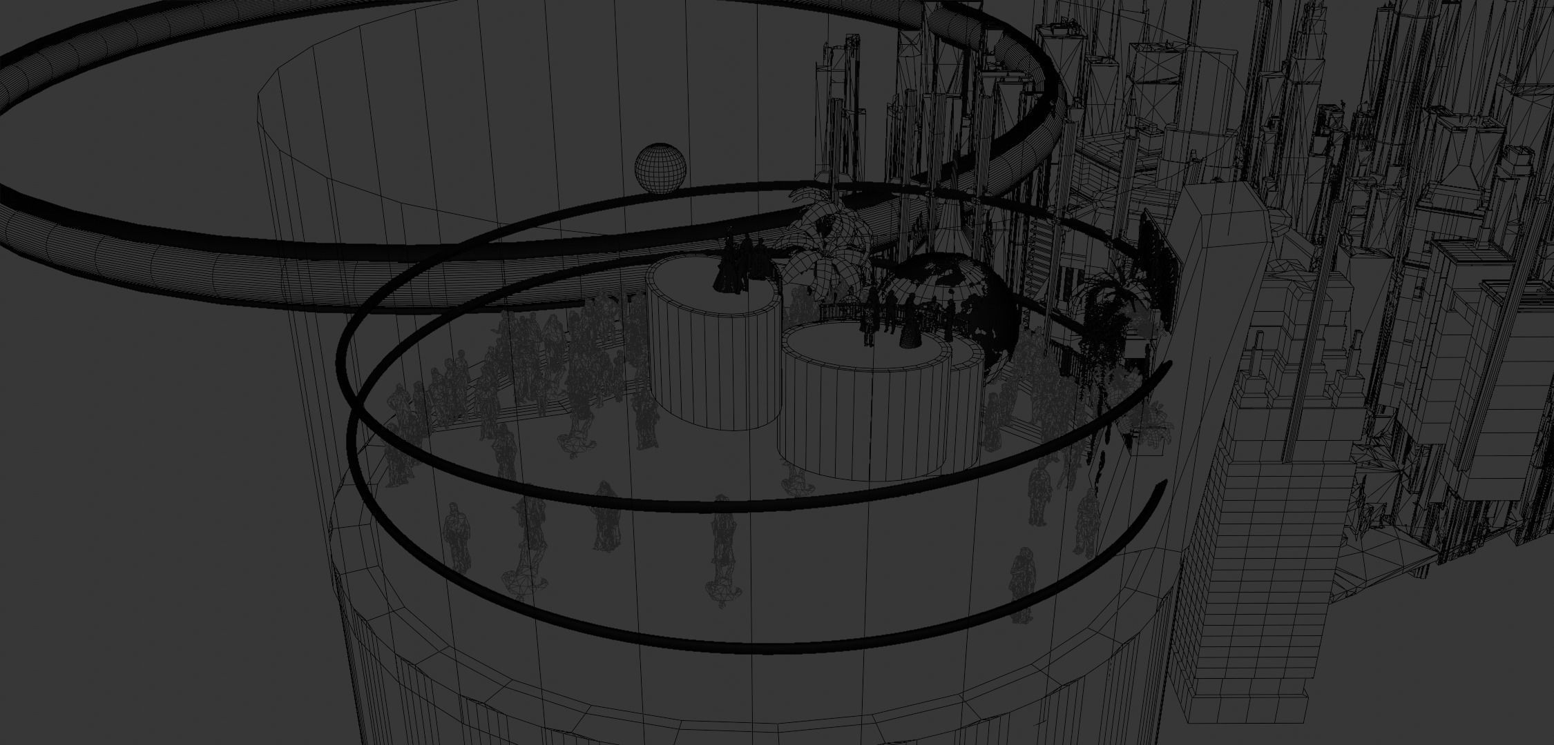 Rapture futuristic building with people in it 3D model_22