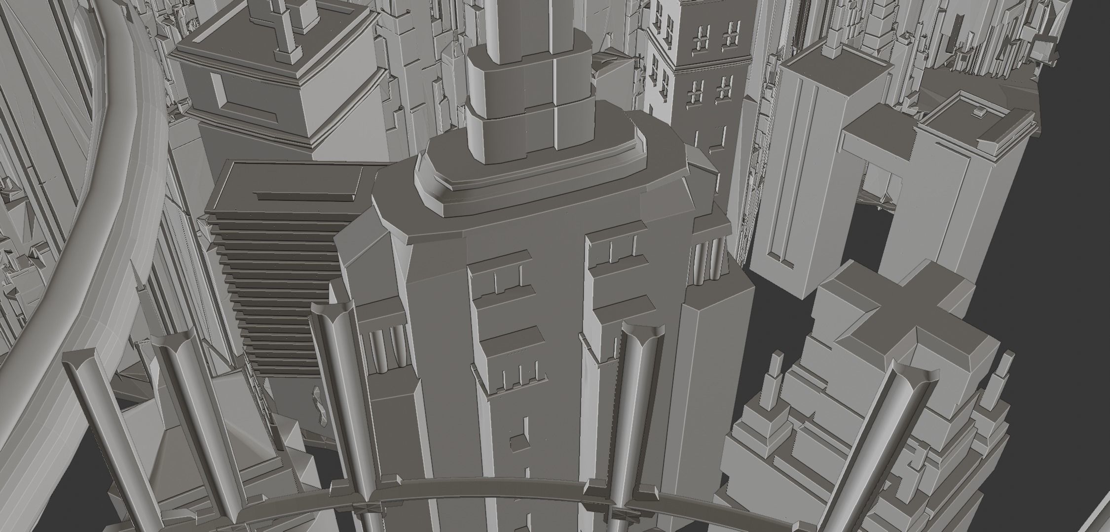 Rapture futuristic building with people in it 3D model_12