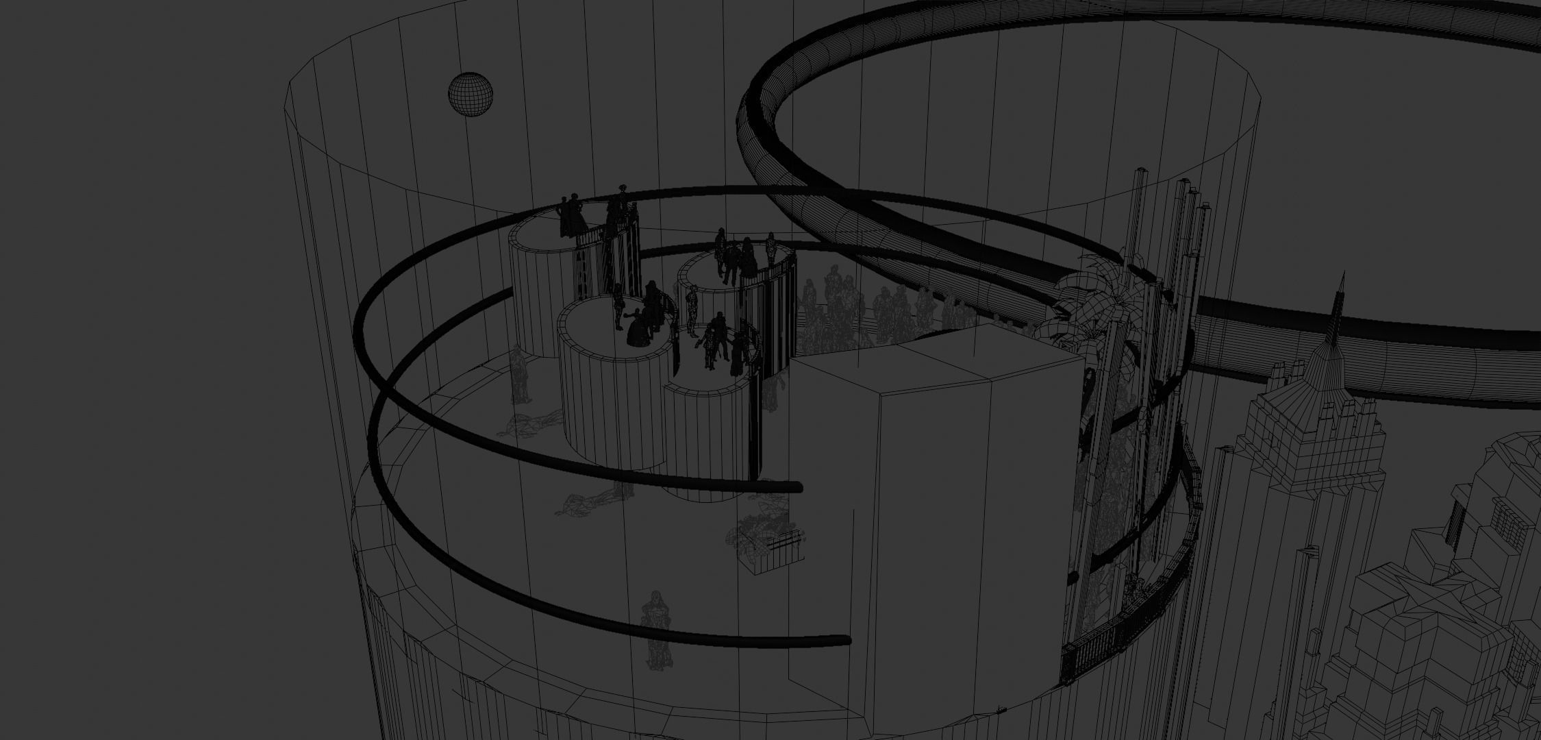 Rapture futuristic building with people in it 3D model_23