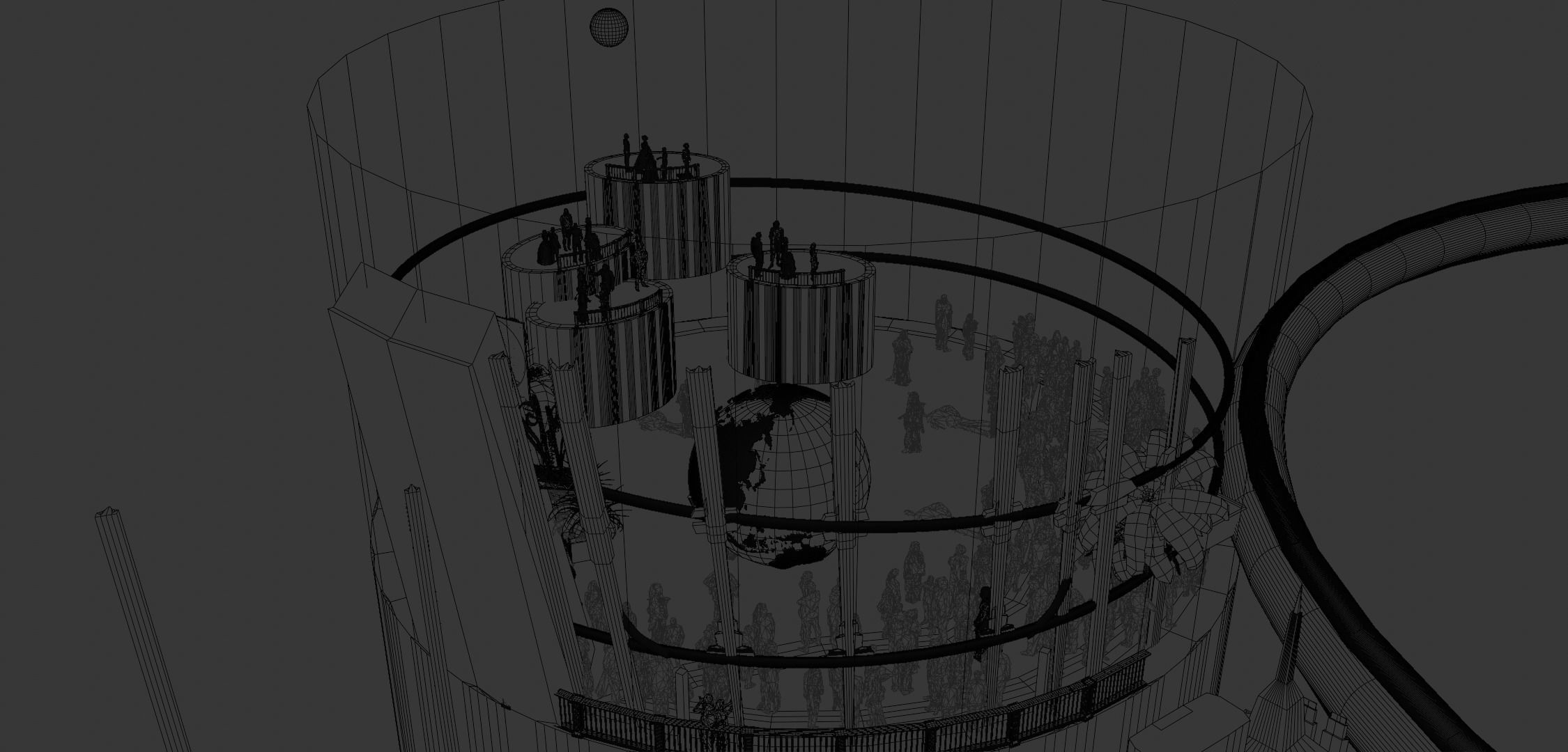 Rapture futuristic building with people in it 3D model_24