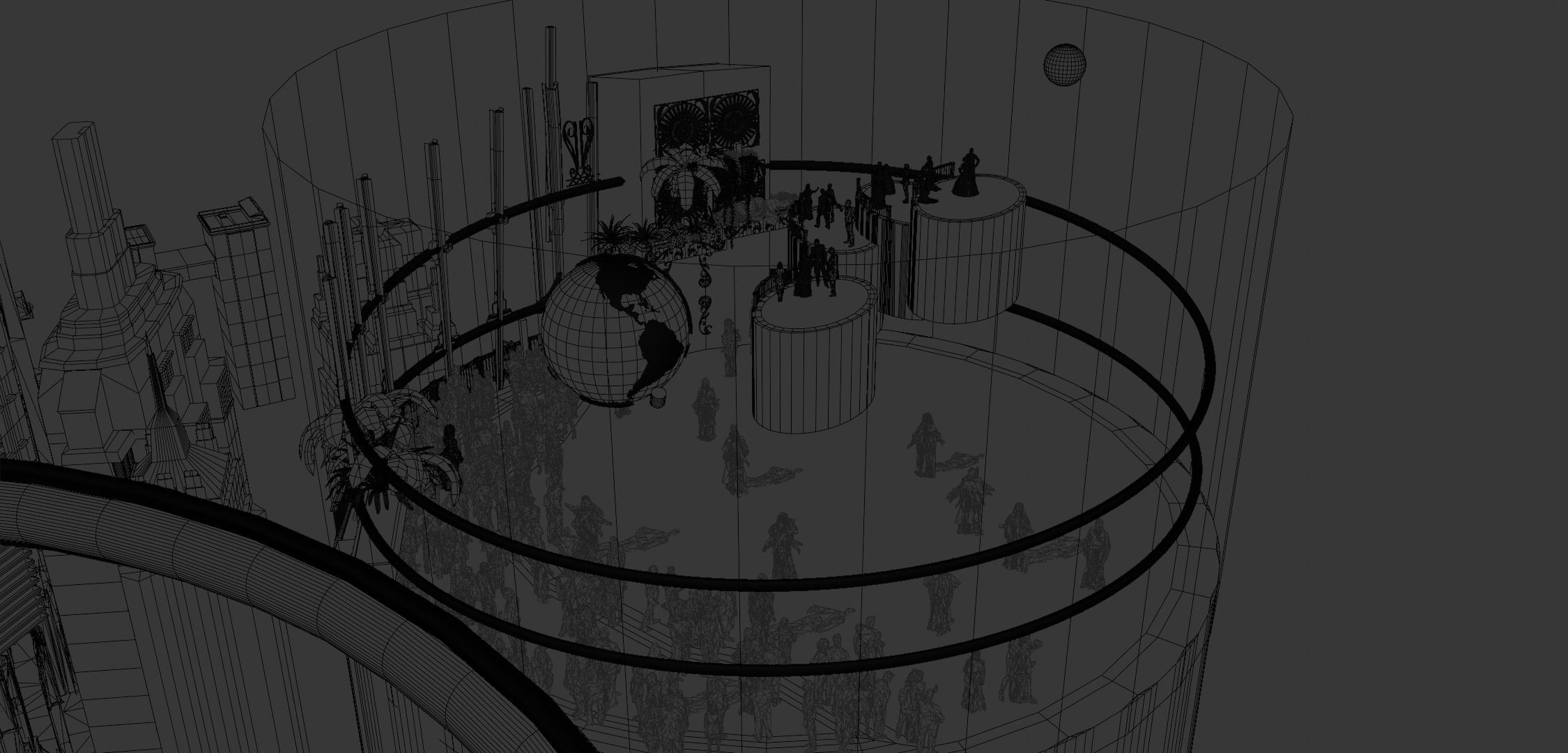 Rapture futuristic building with people in it 3D model_20