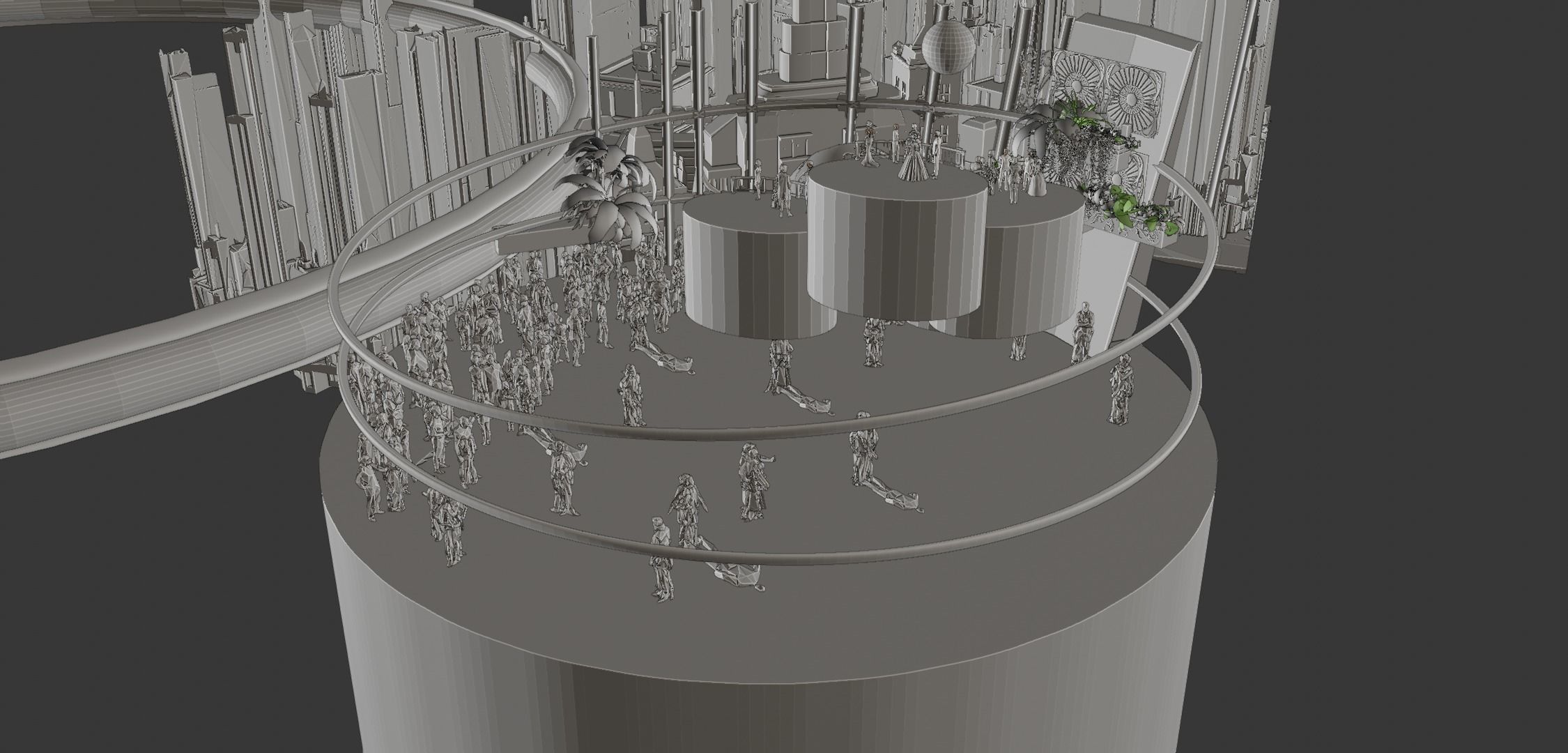 Rapture futuristic building with people in it 3D model_3