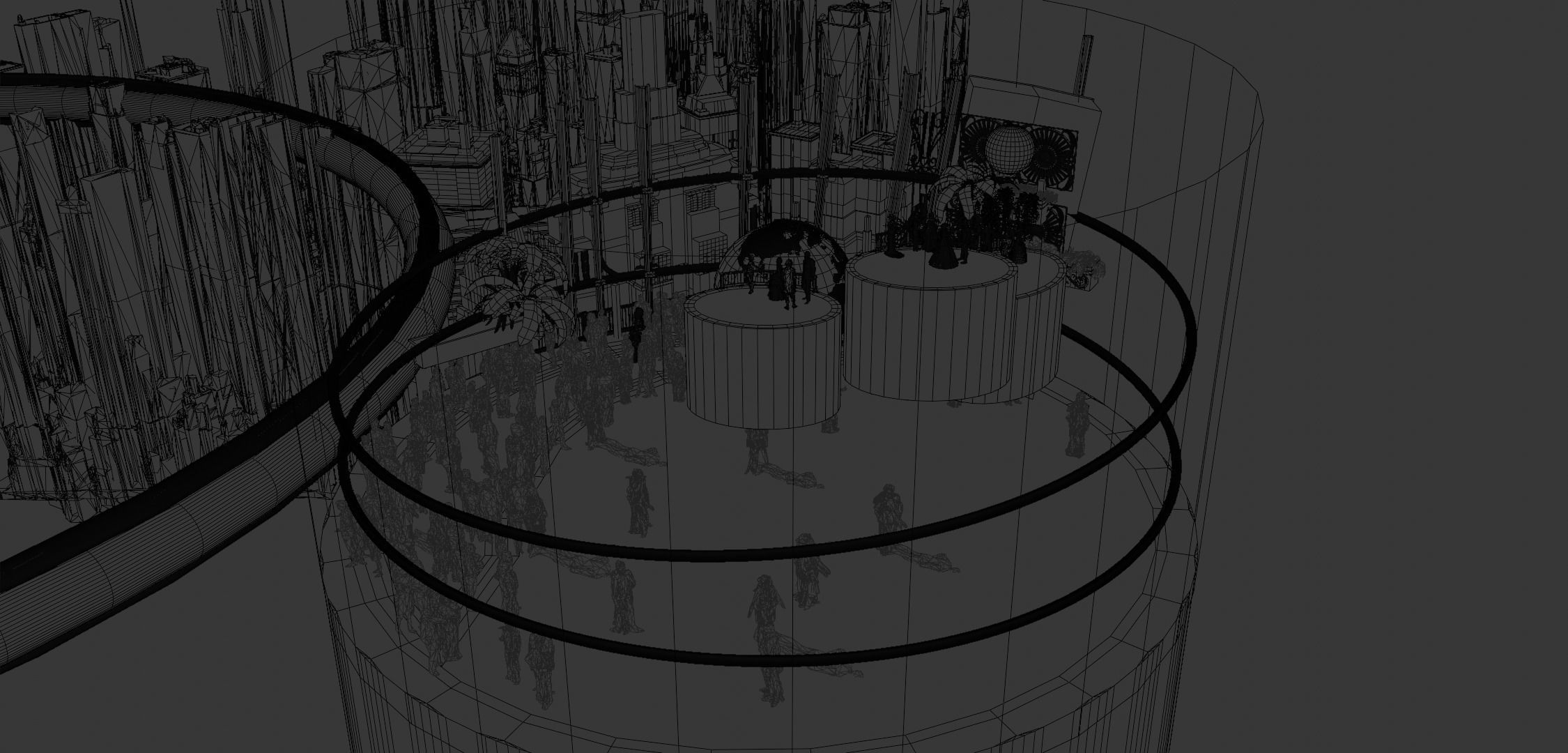 Rapture futuristic building with people in it 3D model_21