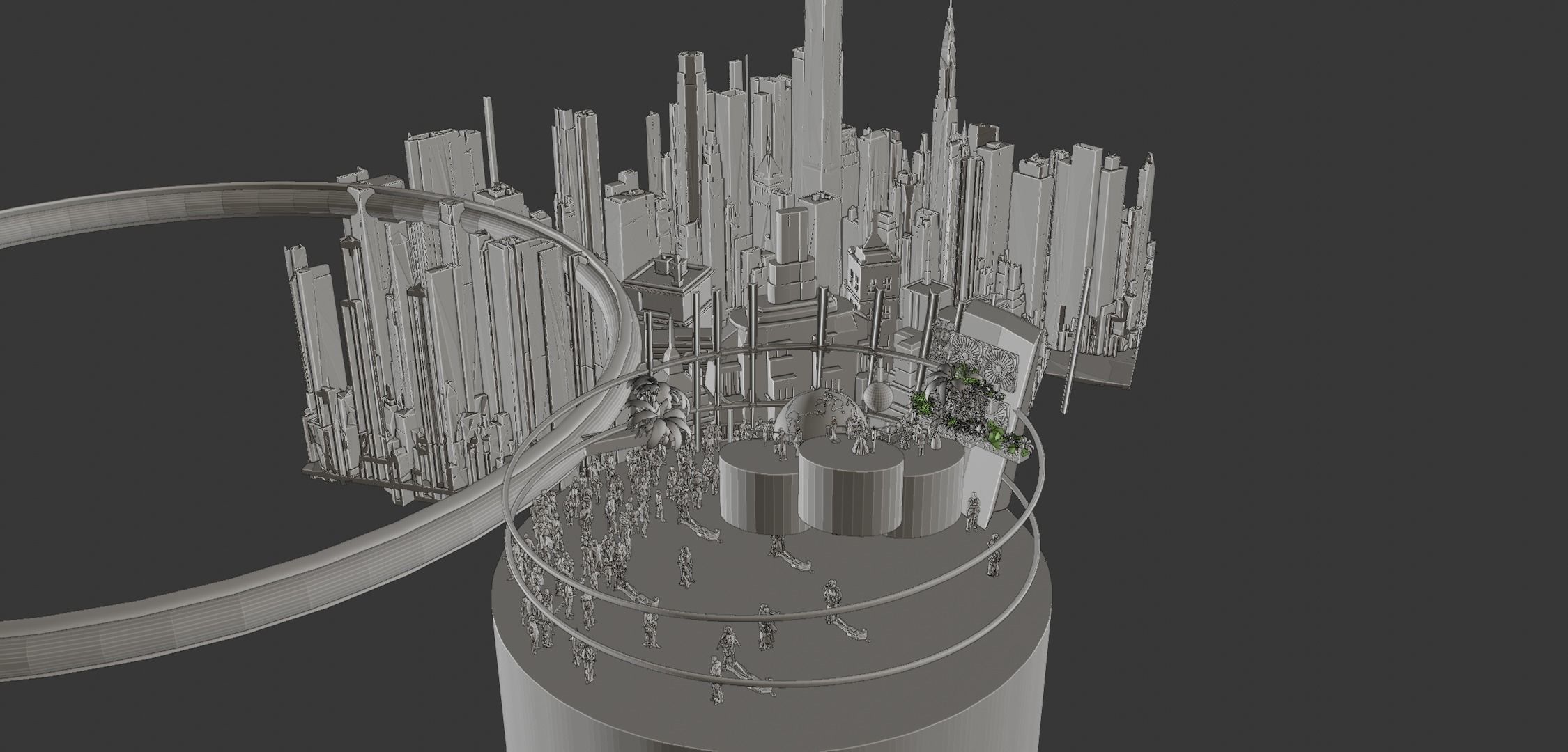 Rapture futuristic building with people in it 3D model_11