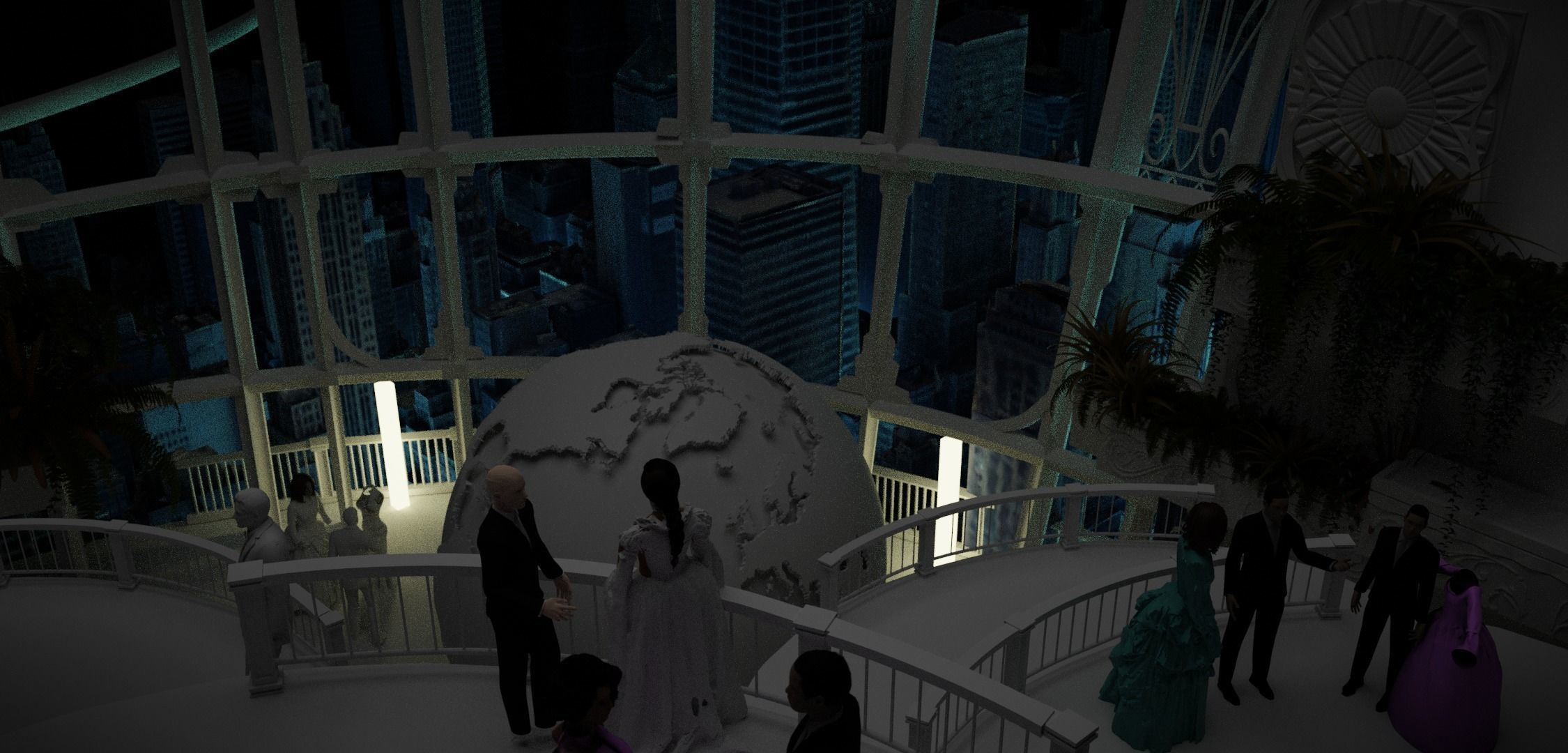 Rapture futuristic building with people in it 3D model_14