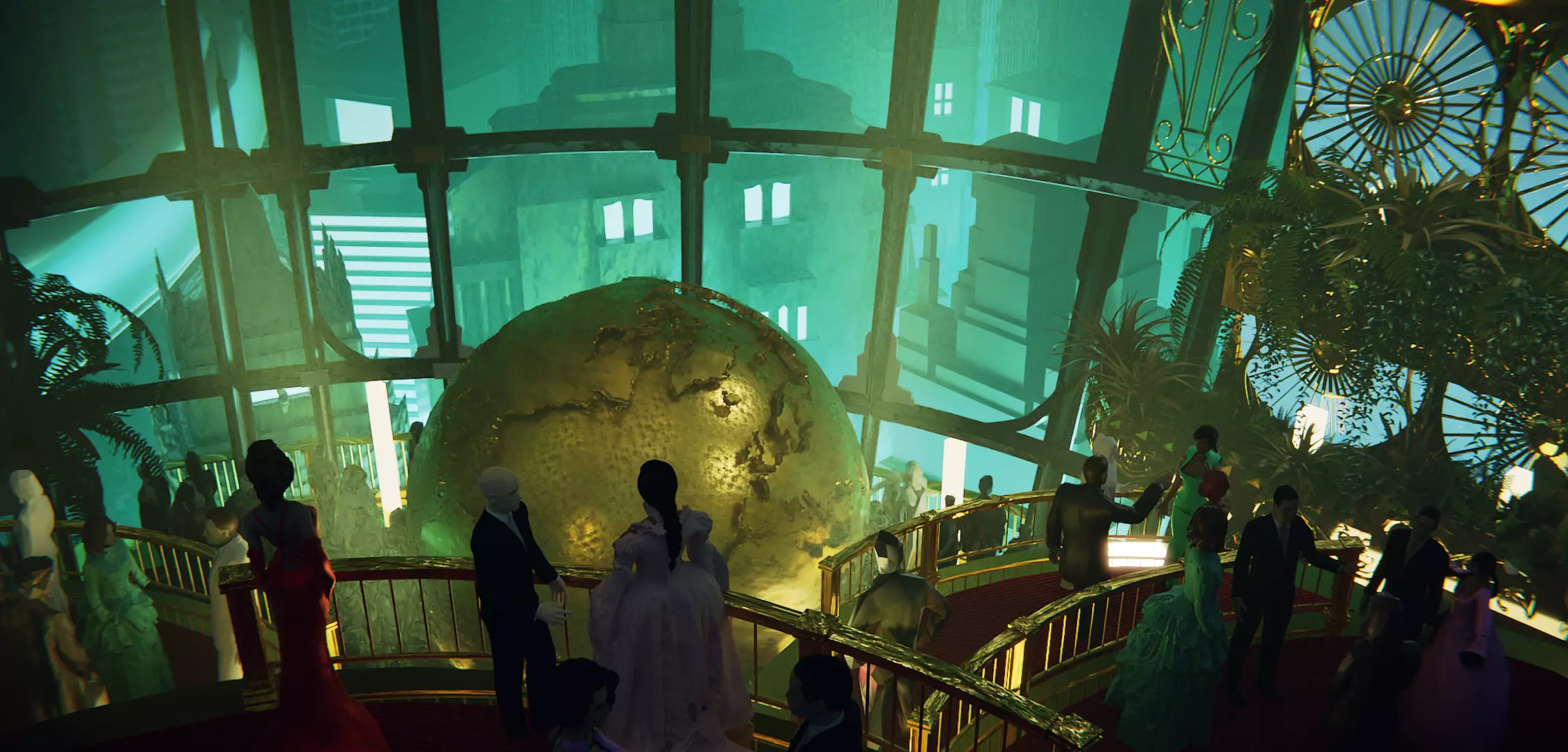 Rapture futuristic building with people in it 3D model_0