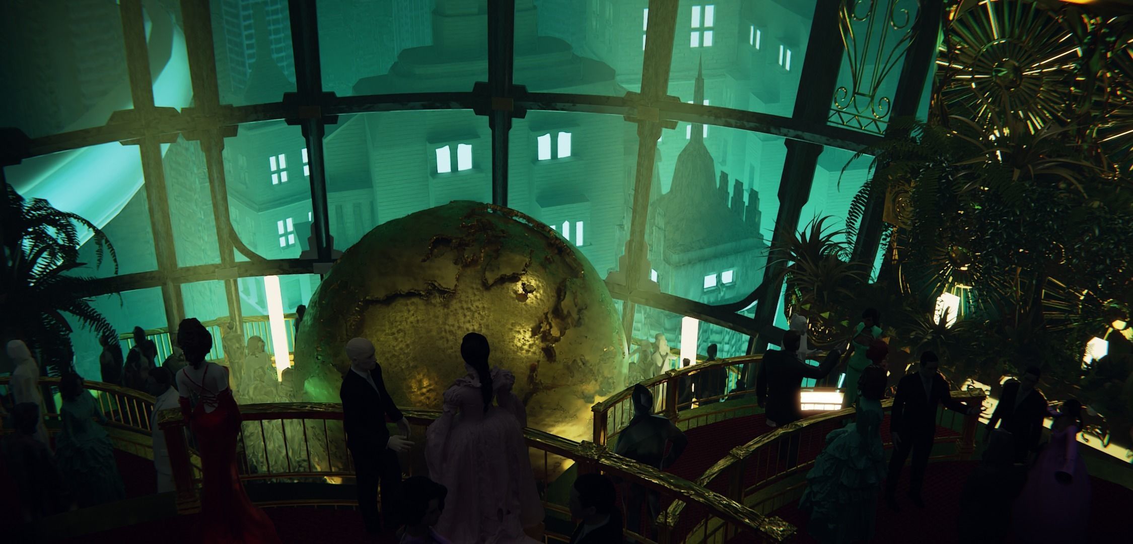 Rapture futuristic building with people in it 3D model_16