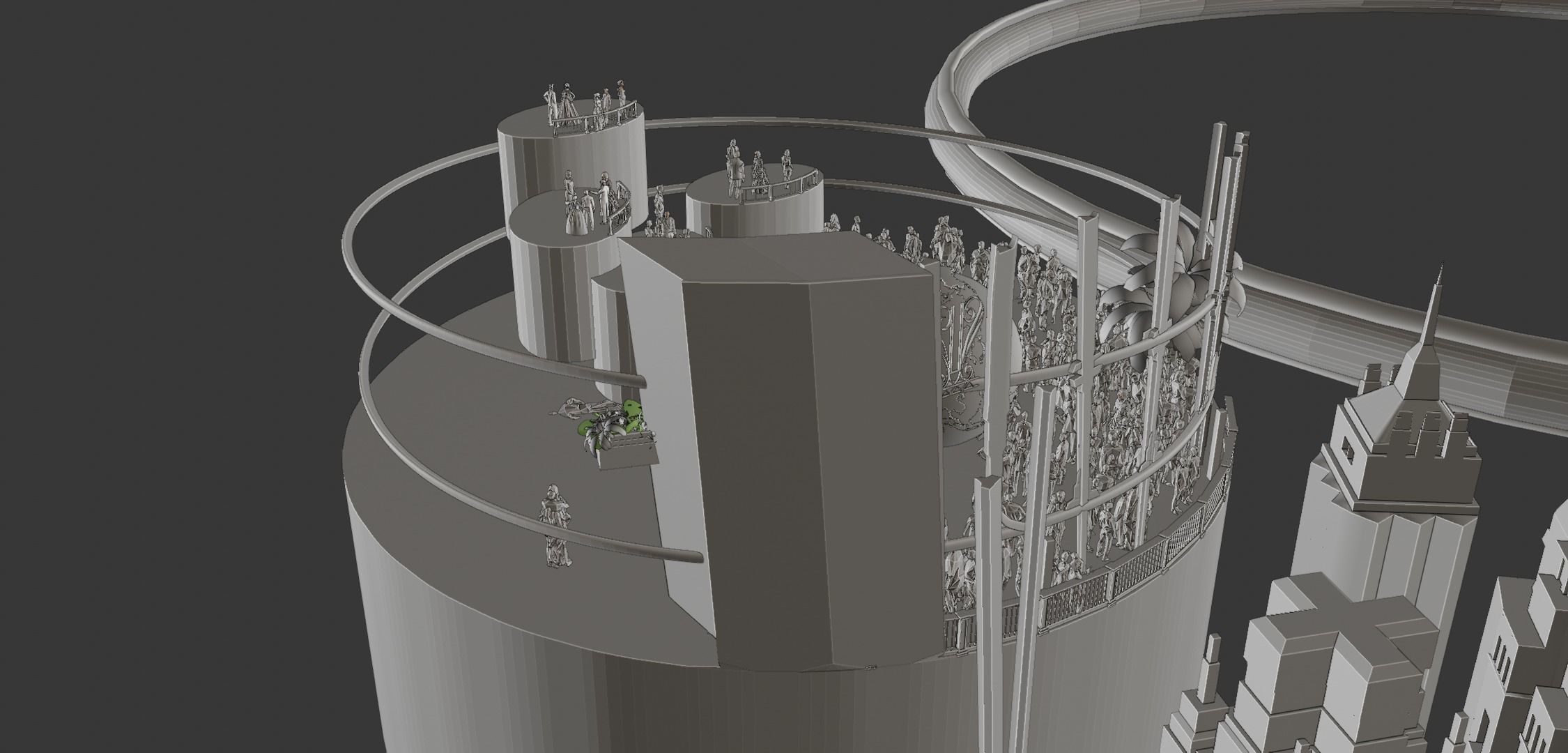 Rapture futuristic building with people in it 3D model_6