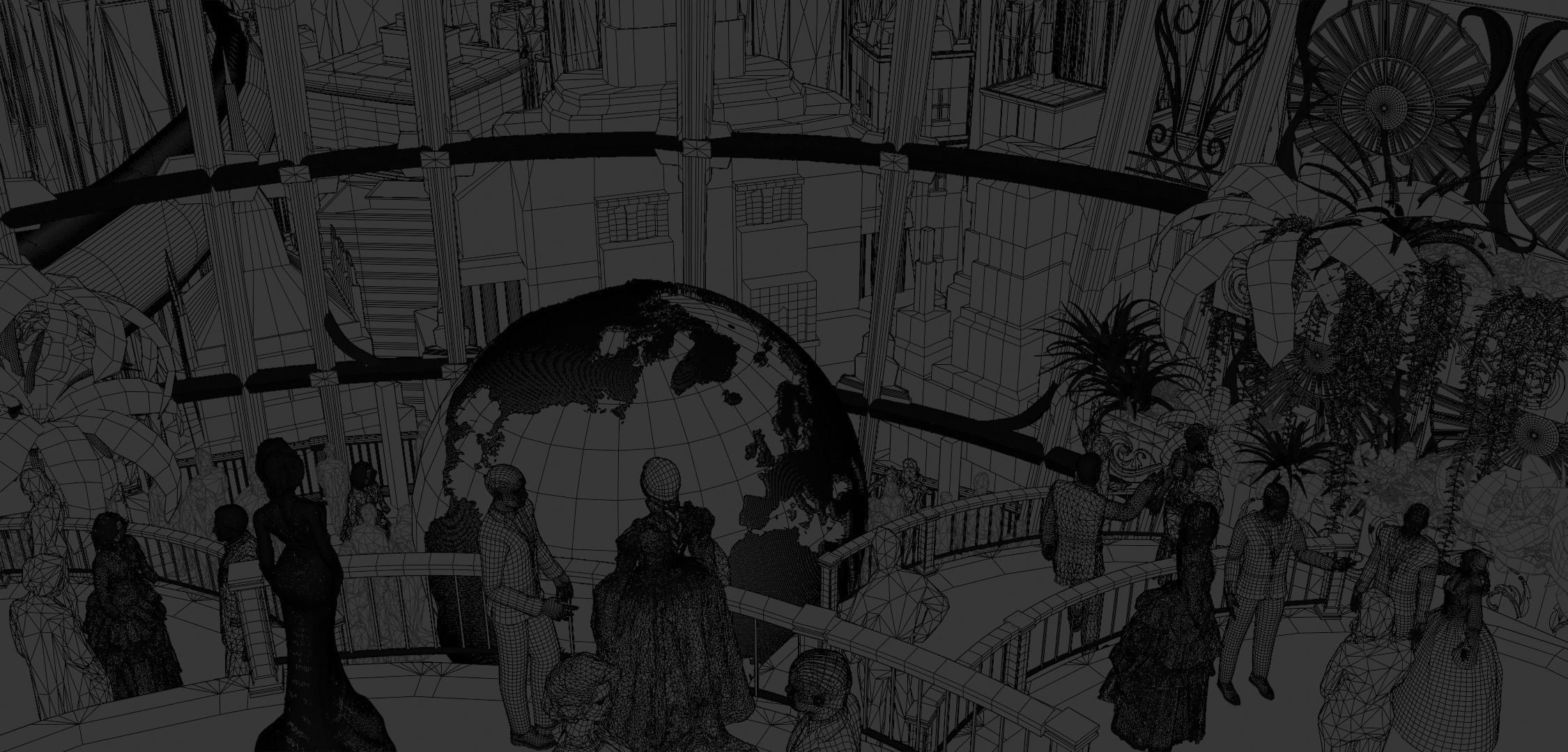 Rapture futuristic building with people in it 3D model_18