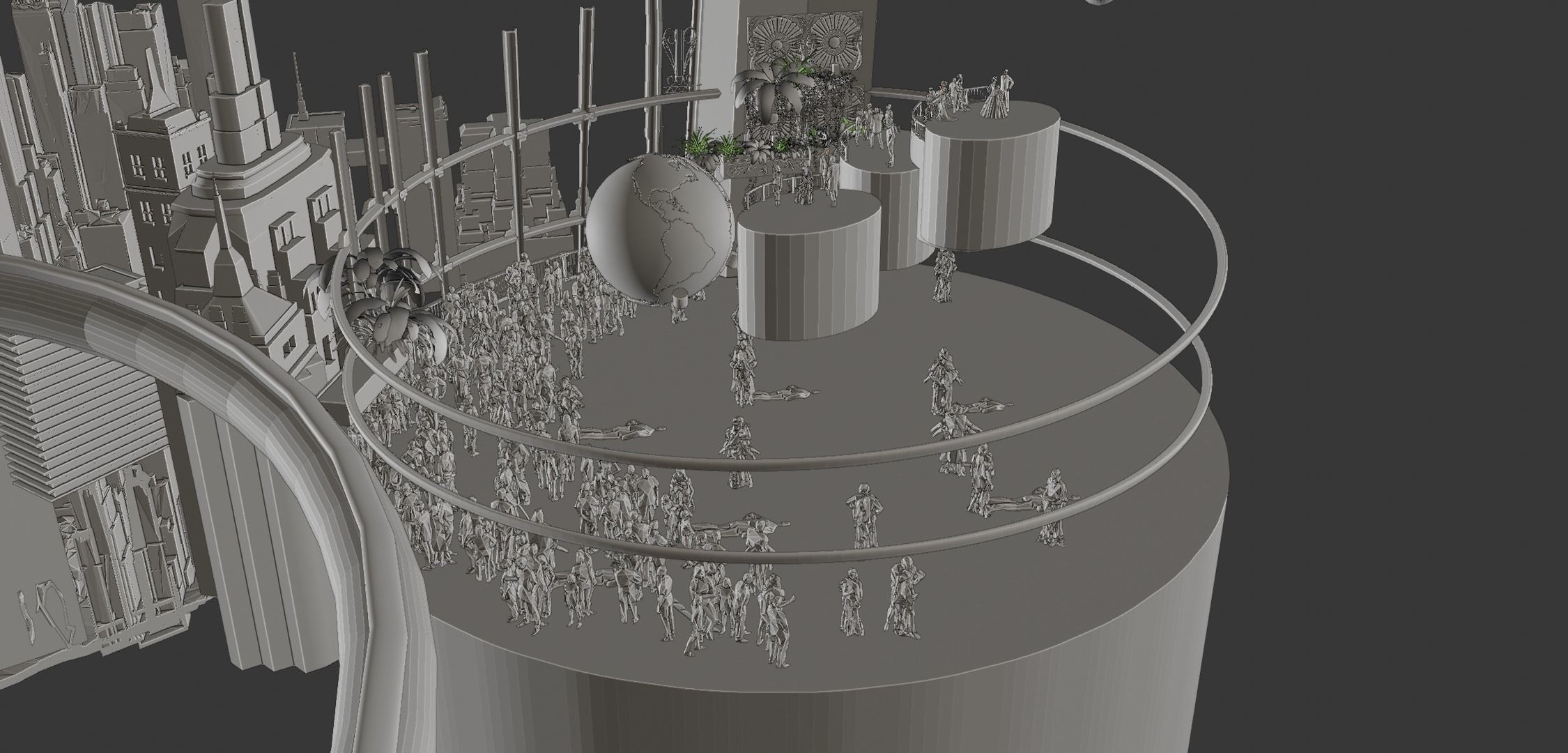 Rapture futuristic building with people in it 3D model_9