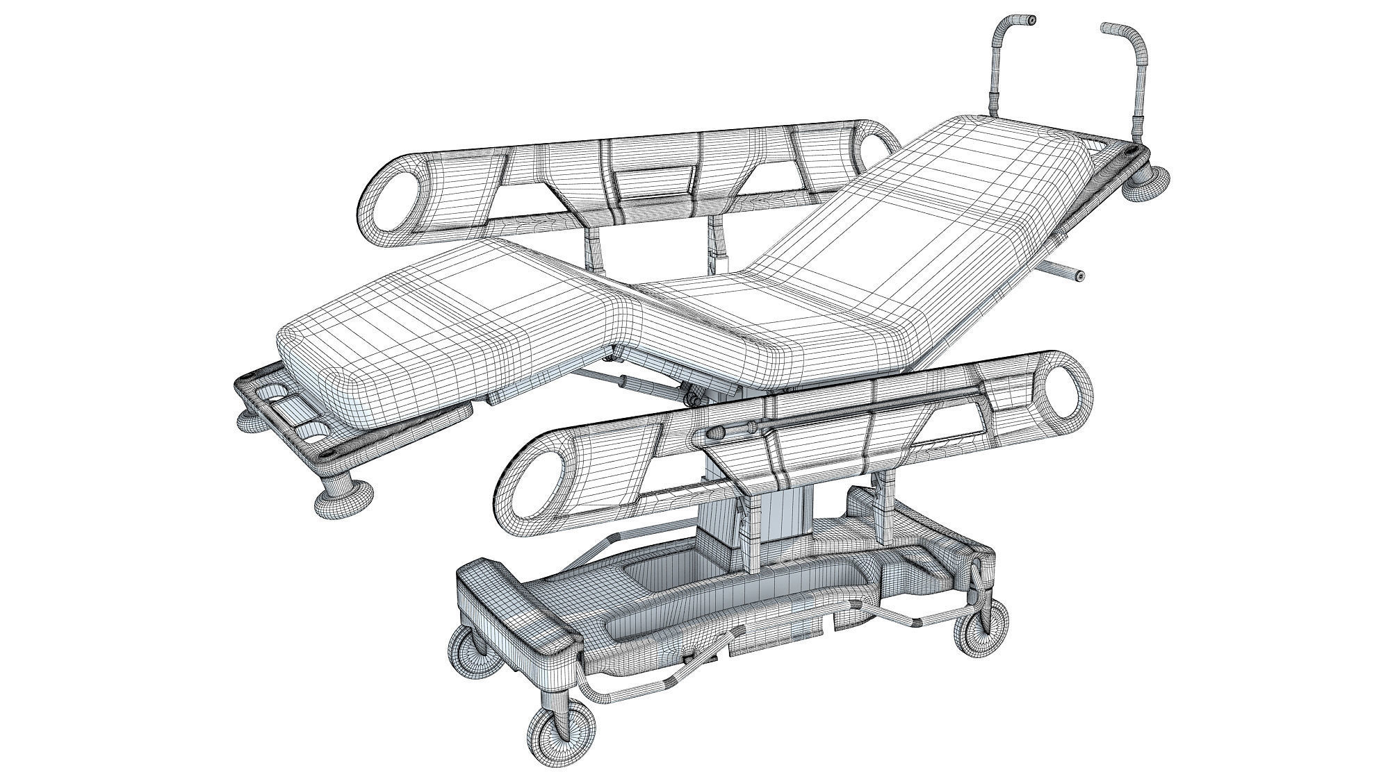 Patient Transfer Stretcher Trolley 3D model_11