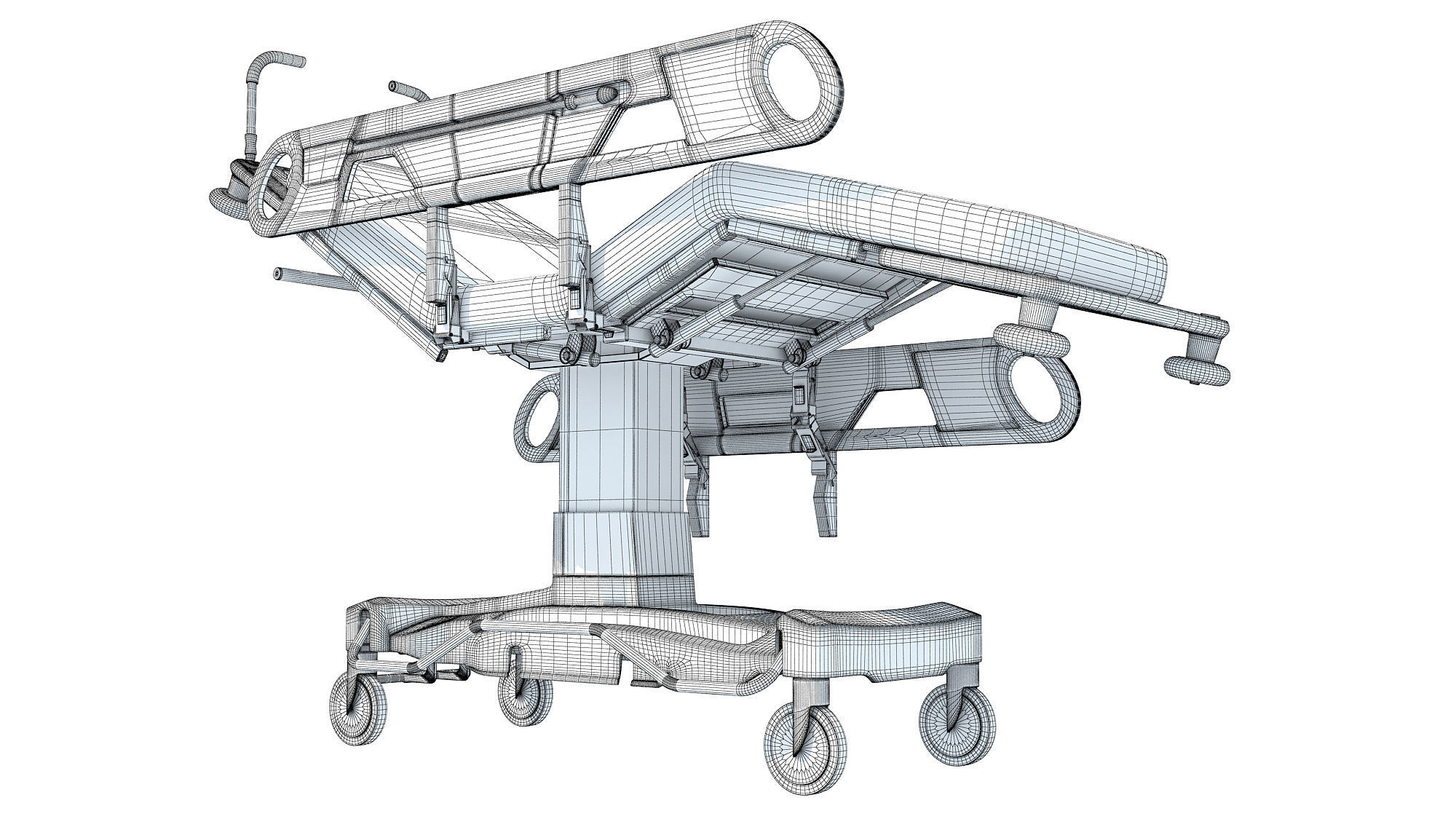 Patient Transfer Stretcher Trolley 3D model_14