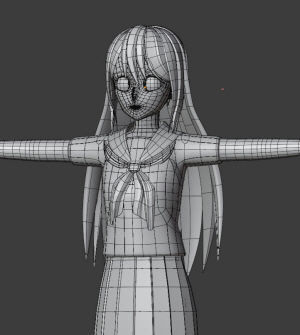 anime girl  blender Low-poly 3D model_12