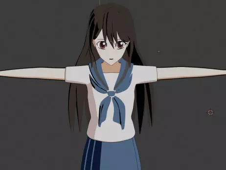anime girl  blender Low-poly 3D model_0