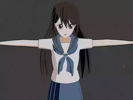 anime girl  blender Low-poly 3D model