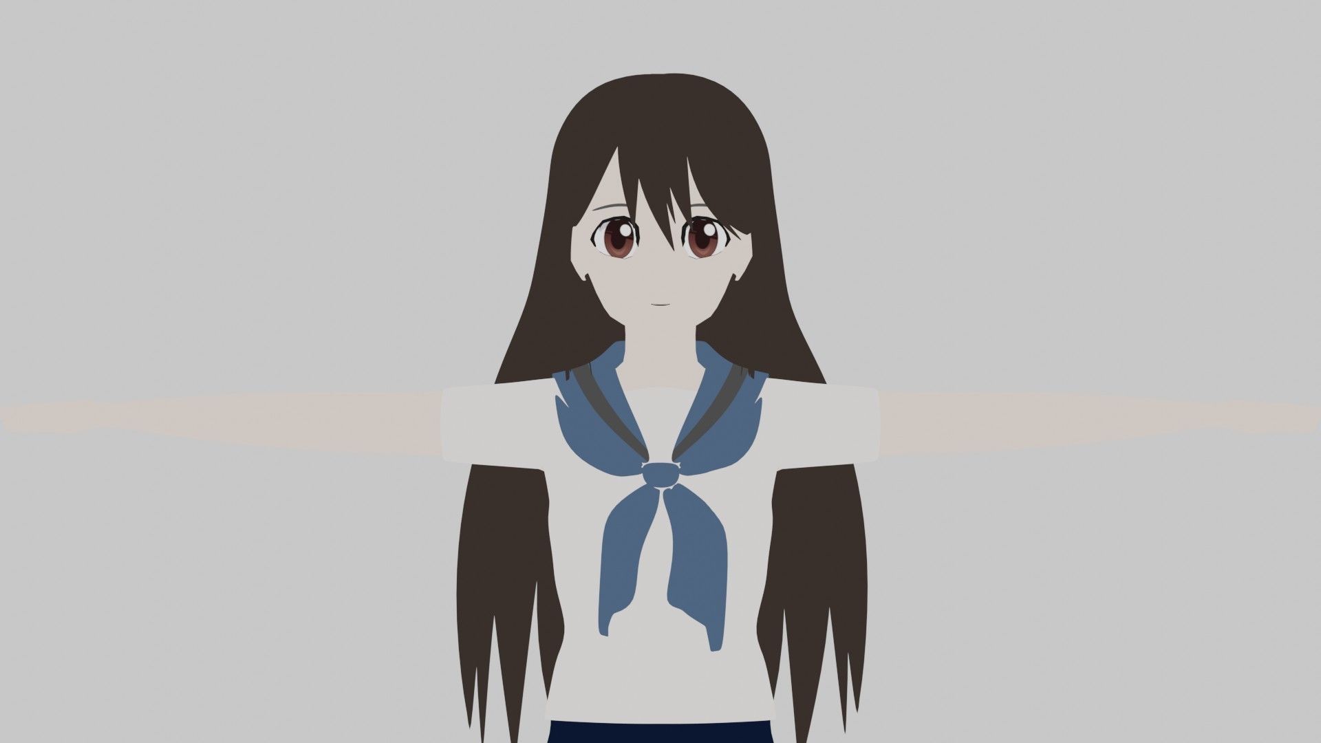 anime girl  blender Low-poly 3D model_1
