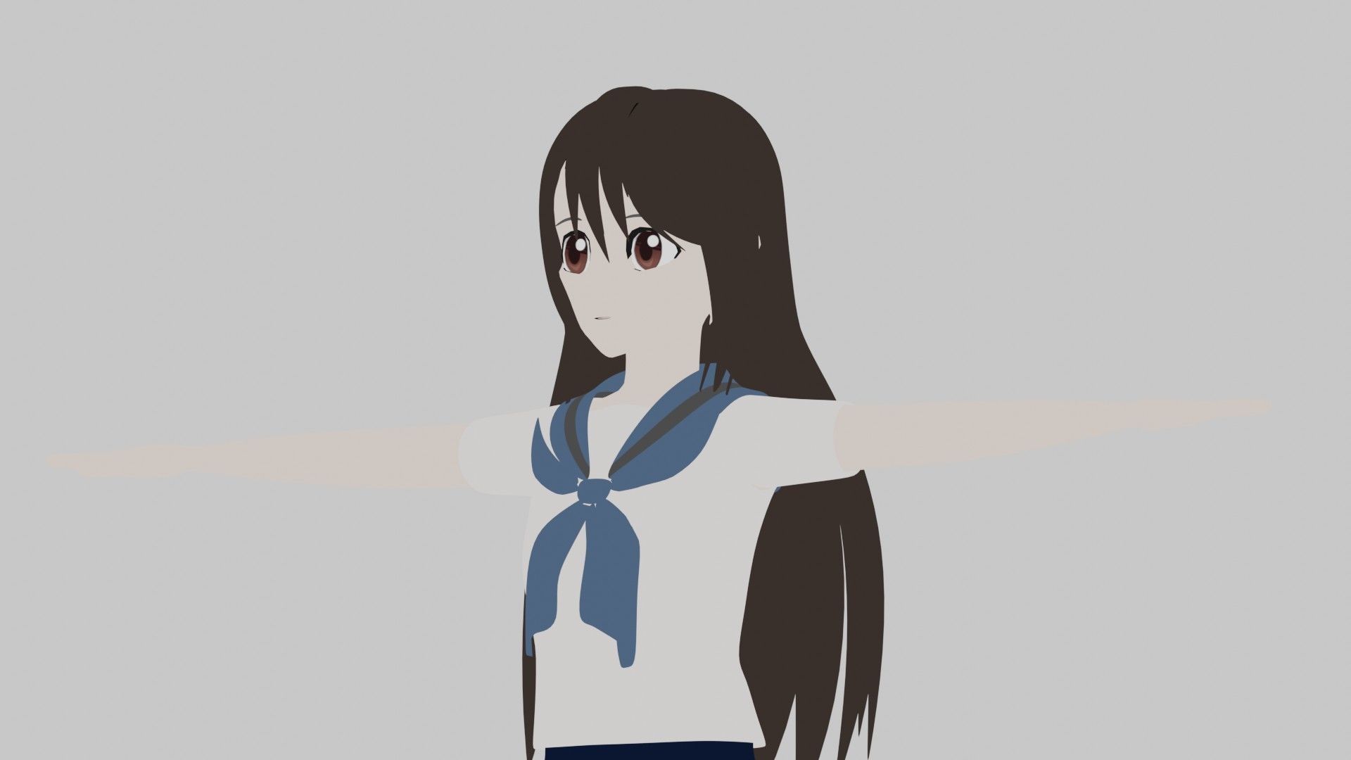 anime girl  blender Low-poly 3D model_4
