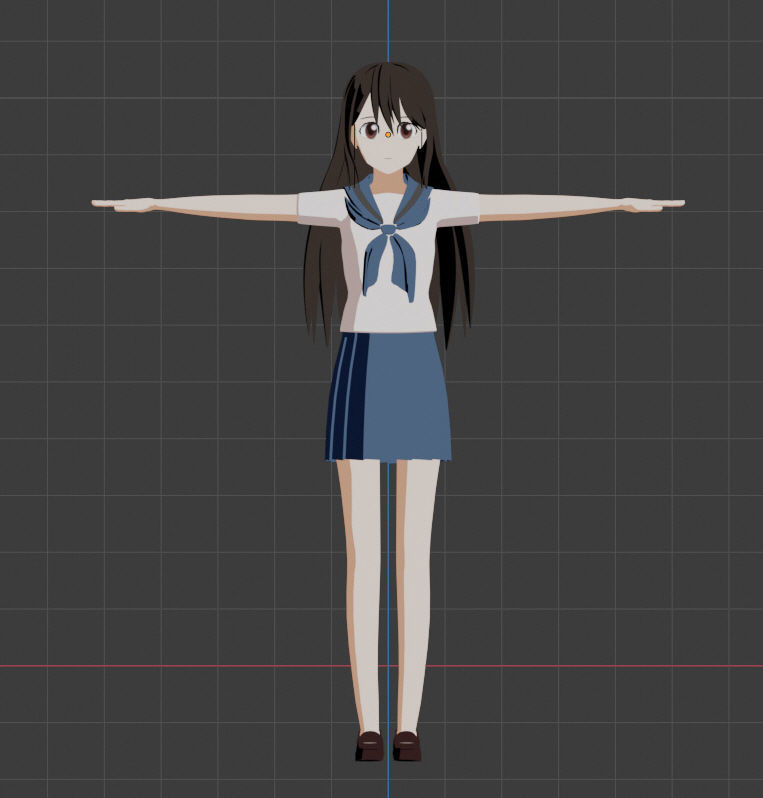 anime girl  blender Low-poly 3D model_8