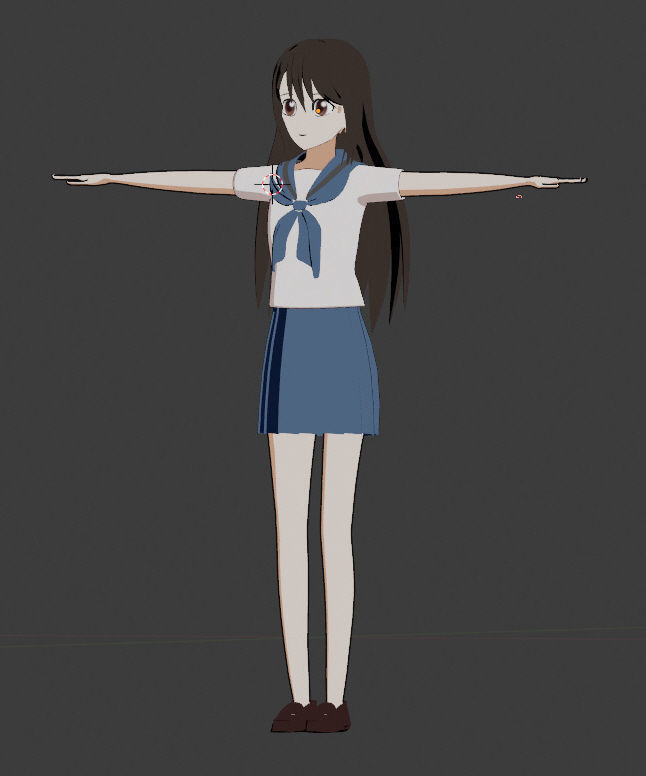 anime girl  blender Low-poly 3D model_9